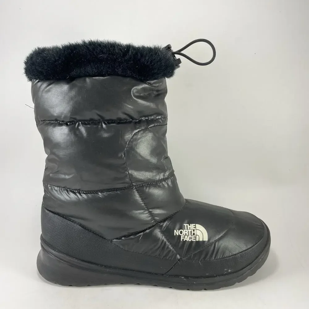 The North Face Nuptse Boots Womens 10 Goose Down Winter Snow Fur Black 616273